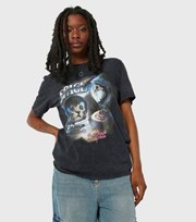 Skinnydip Dark Grey Space Cat Logo Oversized T-Shirt